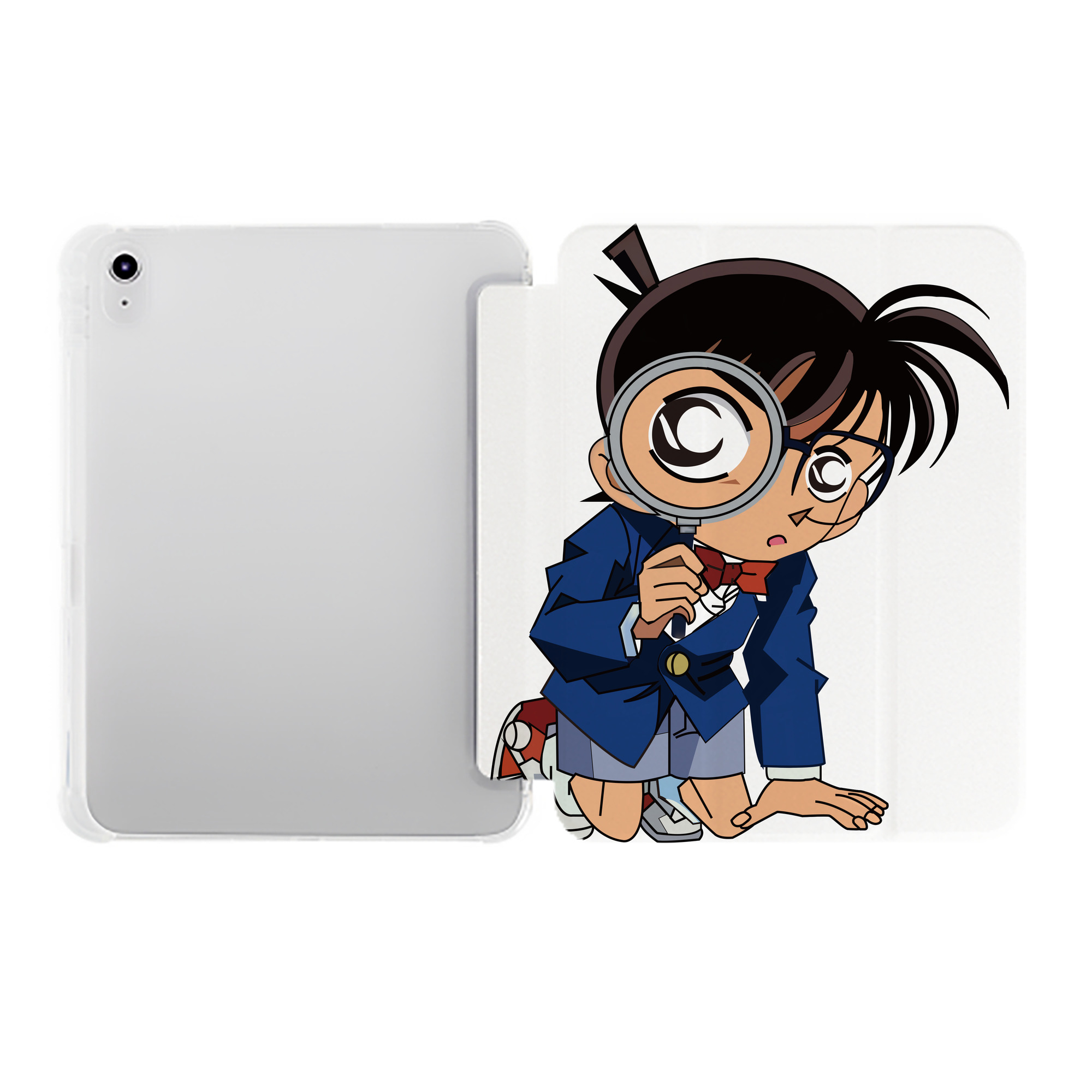 （画像用） 名探偵コナン 江戸川 コナン Detective Conan Conan Edogawa IPad ケース ペン収納付き 三つ折りスタンド PUレザー×シリコン 対応機種9.5/10.5/10.9インチ